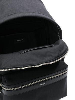 Black Leather-Trim City Backpack for Men from Saint Laurent