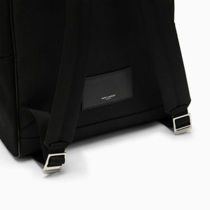 SAINT LAURENT Black City Backpack with Embroidered and Leather Trim for Men