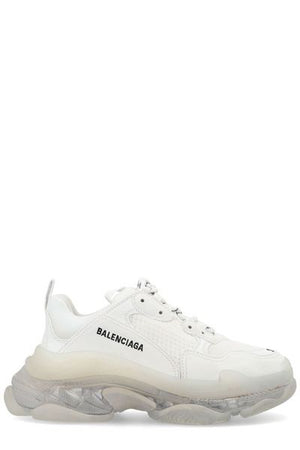 BALENCIAGA White Triple S Sneaker - Triple Layer Sole, Logo Detail, Lace-Up Fastening
