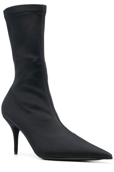 BALENCIAGA Bold & Edgy: Suede Knife Slip-On Boots for Women in Black