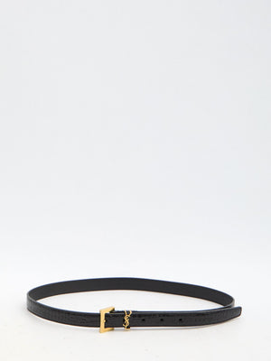 SAINT LAURENT Crocodile-Effect 2CM Women's Belt