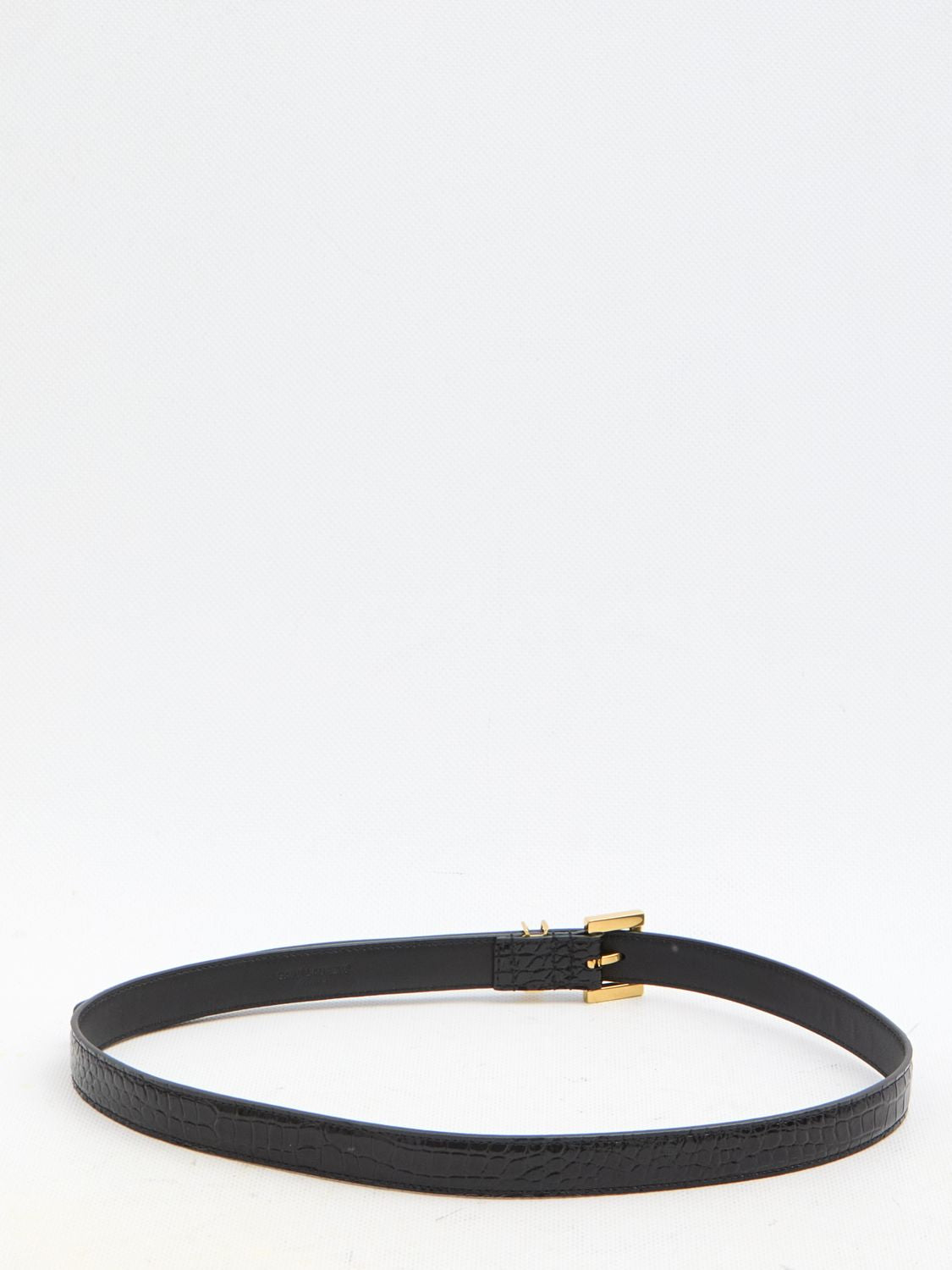 SAINT LAURENT Crocodile-Effect 2CM Women's Belt