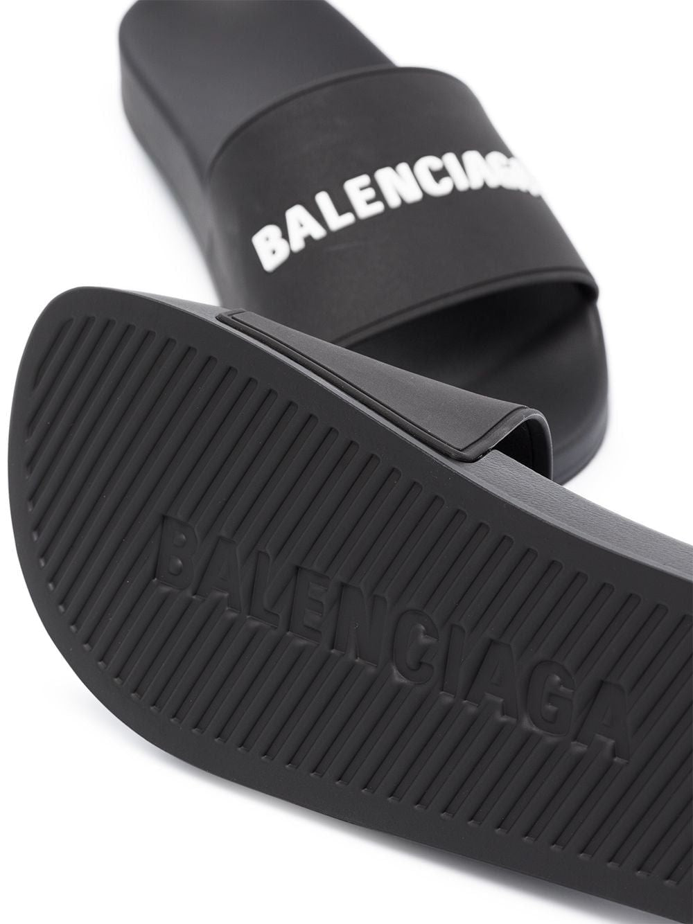 BALENCIAGA Men's Black Logo Slide Sandals for SS24