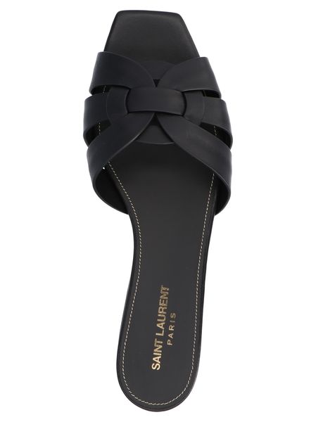 SAINT LAURENT Black Leather Sandals for Women - SS23 Collection
