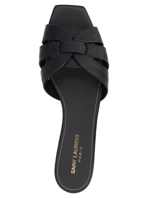 SAINT LAURENT Brown Woven Strap Sandals for Women