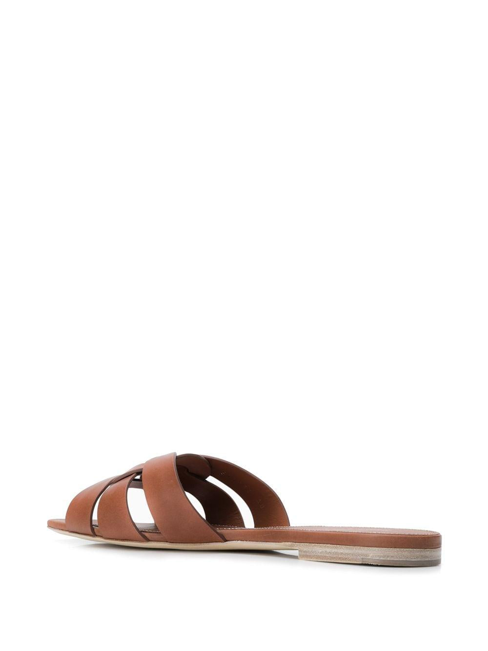 SAINT LAURENT Brown Woven Strap Sandals for Women