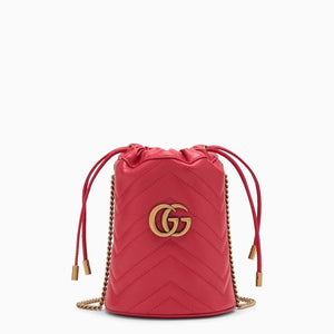 GUCCI Matelassé Leather Bucket Handbag with Chain Strap