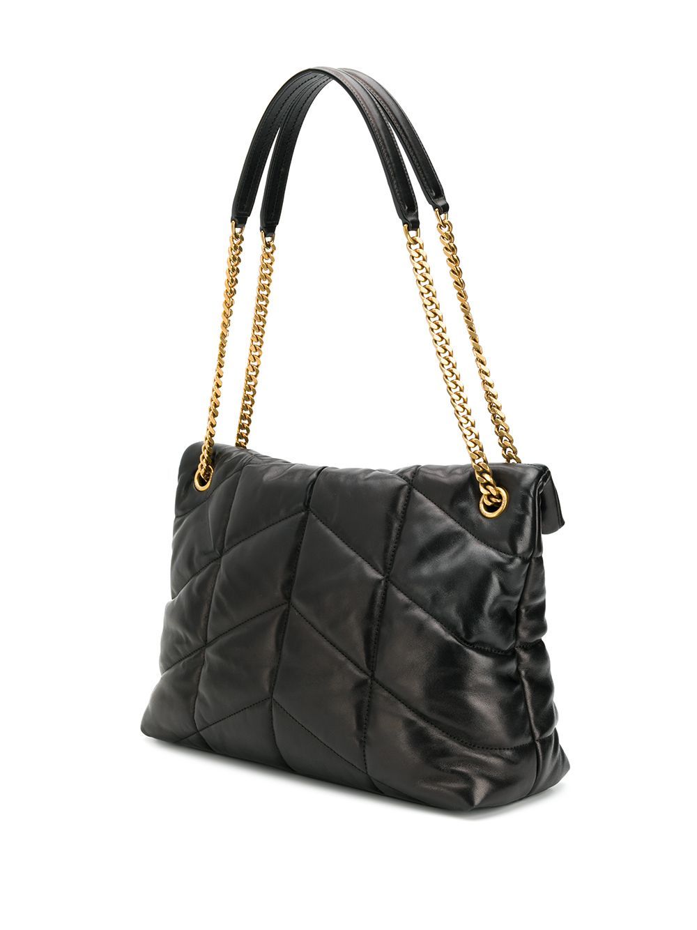 SAINT LAURENT Elegant Quilted Lambskin Shoulder Bag with Gold-Tone YSL Monogram Medium - 13.8x9.1x5.3 in