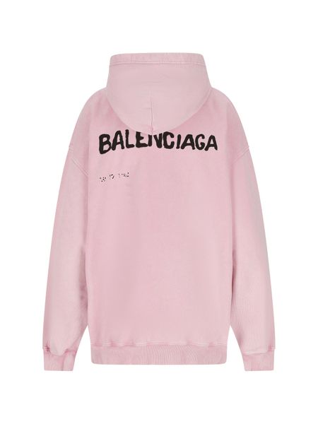 Áo hoodie dài tay Balenciaga tay lửng màu hồng và đen cho nữ - FW23