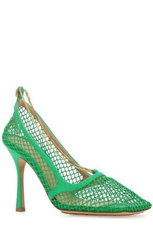 BOTTEGA VENETA Green Leather Pumps for Women - FW2024 Collection