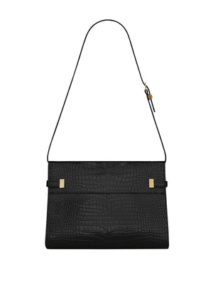 SAINT LAURENT Croc-Embossed Leather Handbag for Sophisticated Women