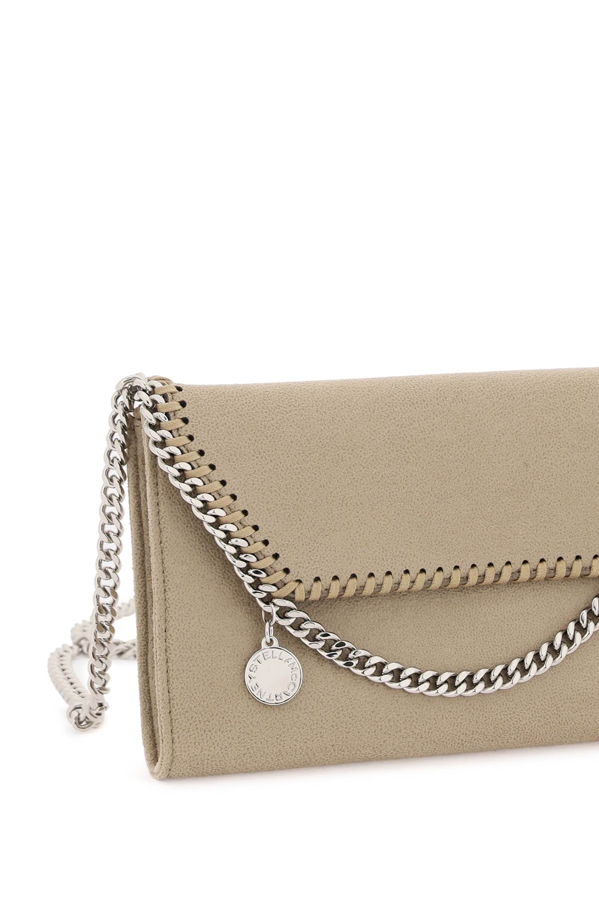 STELLA MCCARTNEY Tan Mini Crossbody Handbag with Silver Chain Detail and Vegan Leather