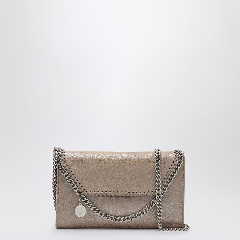 STELLA MCCARTNEY Chic Beige Mini Crossbody Wallet with Chain Strap