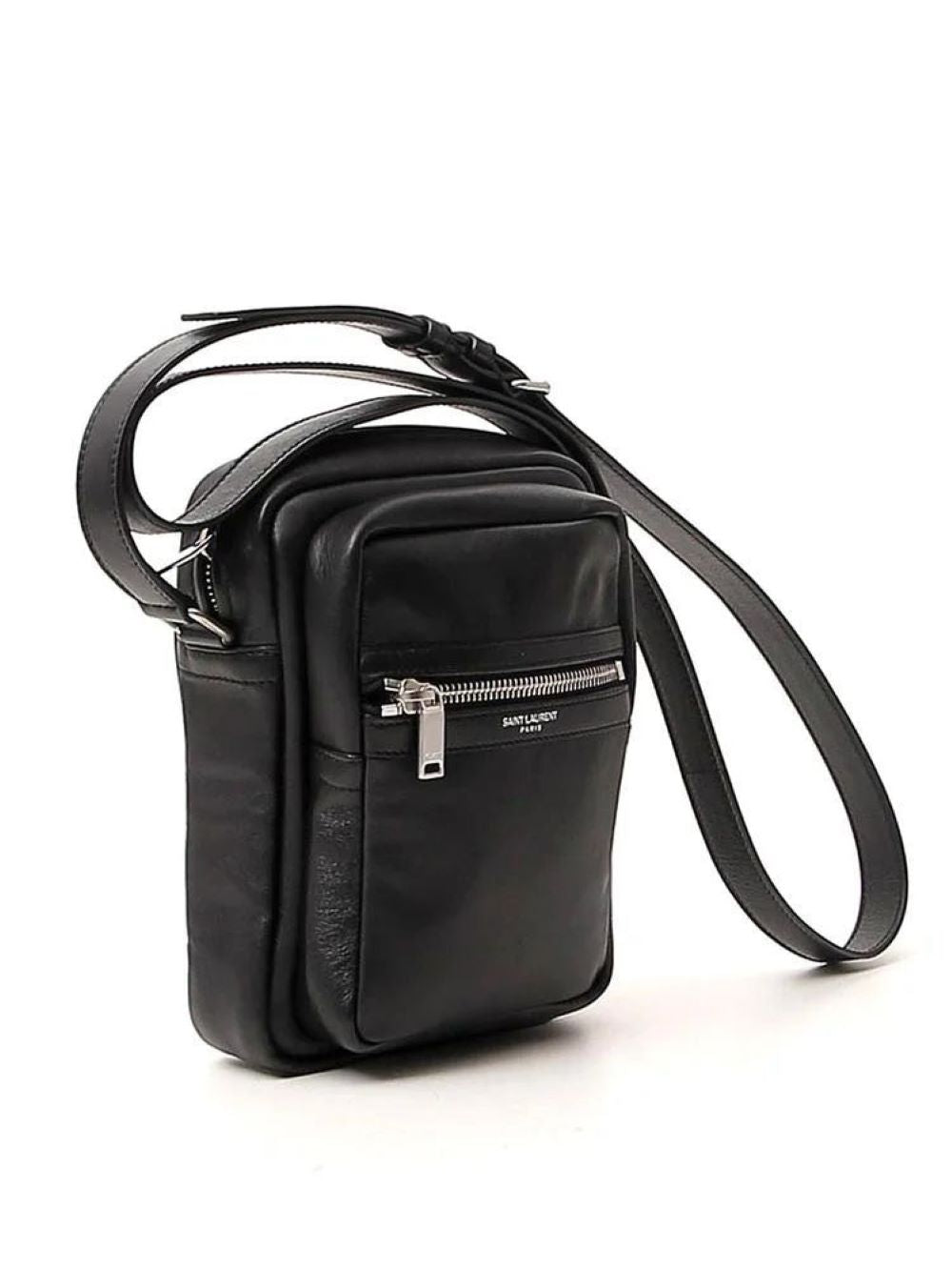 SAINT LAURENT Luxurious Black Leather Pouch Bag for Men