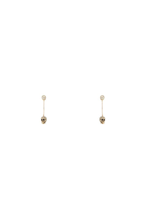 ALEXANDER MCQUEEN Golden Skull Charm Stud Earrings with Pearl and Crystal Details