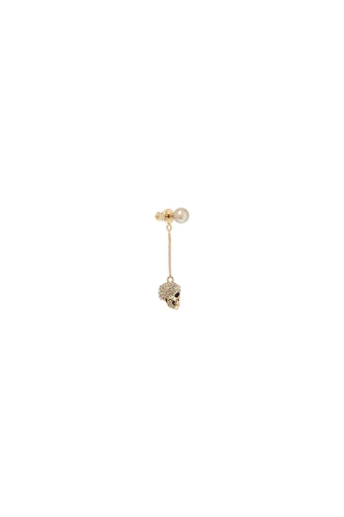 ALEXANDER MCQUEEN Golden Skull Charm Stud Earrings with Pearl and Crystal Details