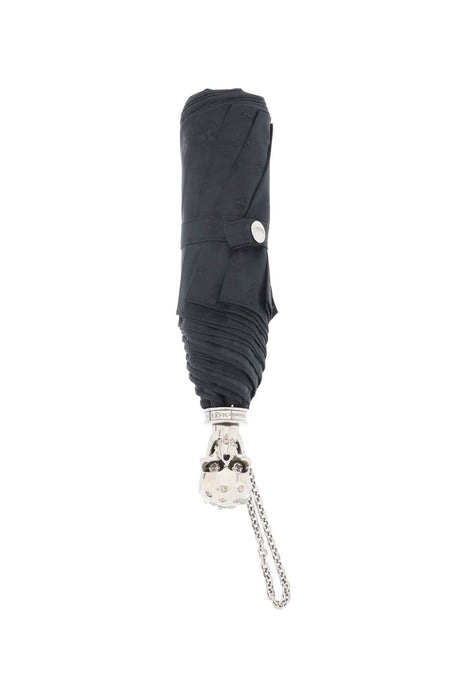 ALEXANDER MCQUEEN Folding Umbrella with Iconic Skull Pattern in Black for FW23