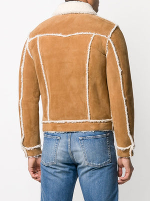 SAINT LAURENT Luxurious Shearling Denim Jacket for Men - FW19 Collection