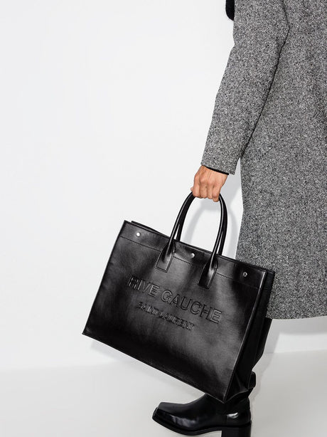 SAINT LAURENT Stylish Black Rive Gauche Print Tote Bag for Men - FW23 Collection