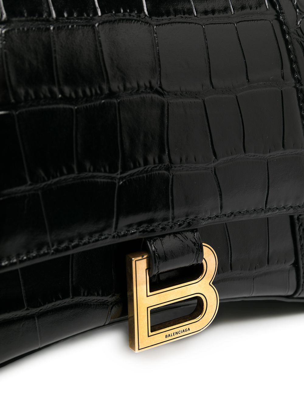 BALENCIAGA Mini Leather Crocodile Effect Handbag