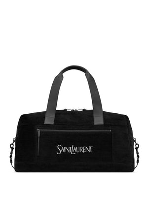 SAINT LAURENT Men's Black Duffel Handbag with Embroidered Logo - FW23