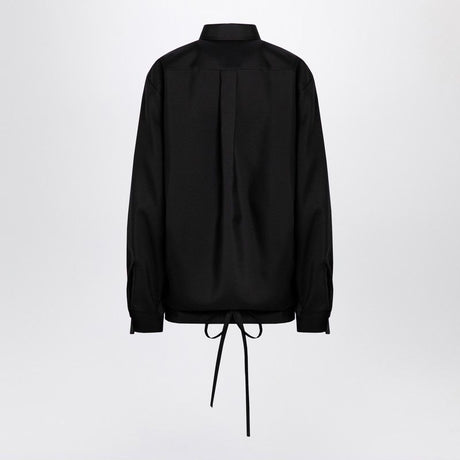 VALENTINO Drawstring Black Shirt with Classic Collar for Women