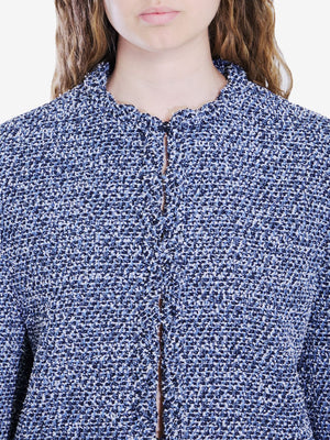 VALENTINO GARAVANI Elegant Denim Blue Textured Tweed Jacket