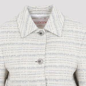 VALENTINO Elegant White Tweed Jacket