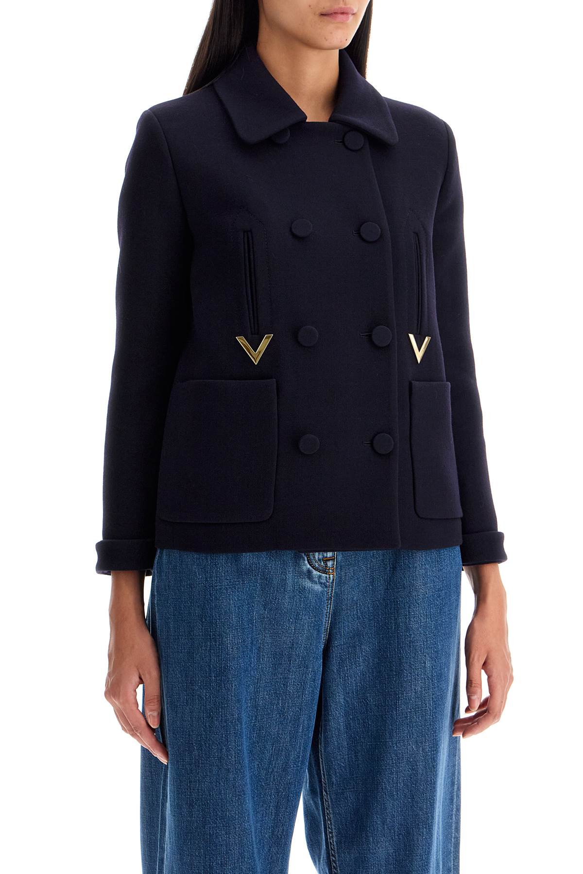 VALENTINO GARAVANI Elegant Double Crepe Wool-Blend Jacket