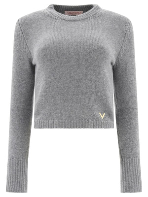 VALENTINO Luxurious Cashmere Long Sleeve Sweater in Grey