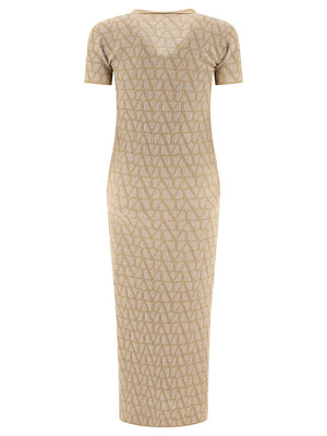 VALENTINO Iconic Gold Jacquard Mini Dress with Lurex Detail