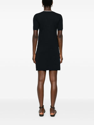 VALENTINO Iconic Mini Knit Dress in Navy with Contrasting Accents