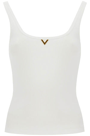 VALENTINO GARAVANI Ribbed Tank Top with V Neckline - Slim Fit