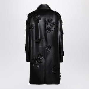 VALENTINO  BLACK LEATHER Jacket WITH Embroidered