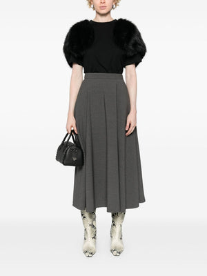 VALENTINO Elegant Grey Wool Midi Skirt