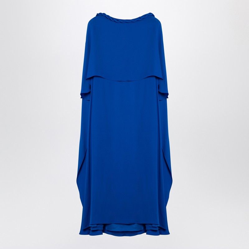 VALENTINO Electric Blue Silk Cape Midi Dress