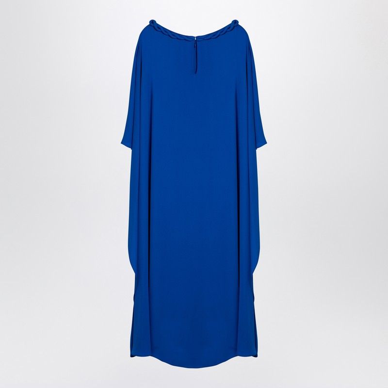 VALENTINO Electric Blue Silk Cape Midi Dress