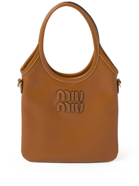 MIU MIU Cognac Mini Handbag with Logo Design