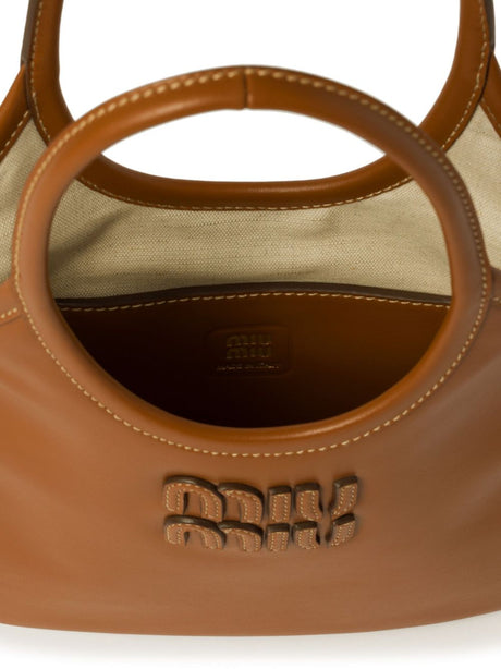 MIU MIU Cognac Mini Handbag with Logo Design