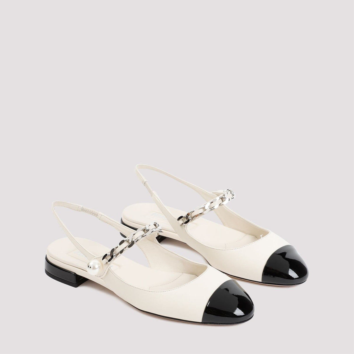 MIU MIU Classic Leather Ballerina Flats for Women in Nude & Neutrals