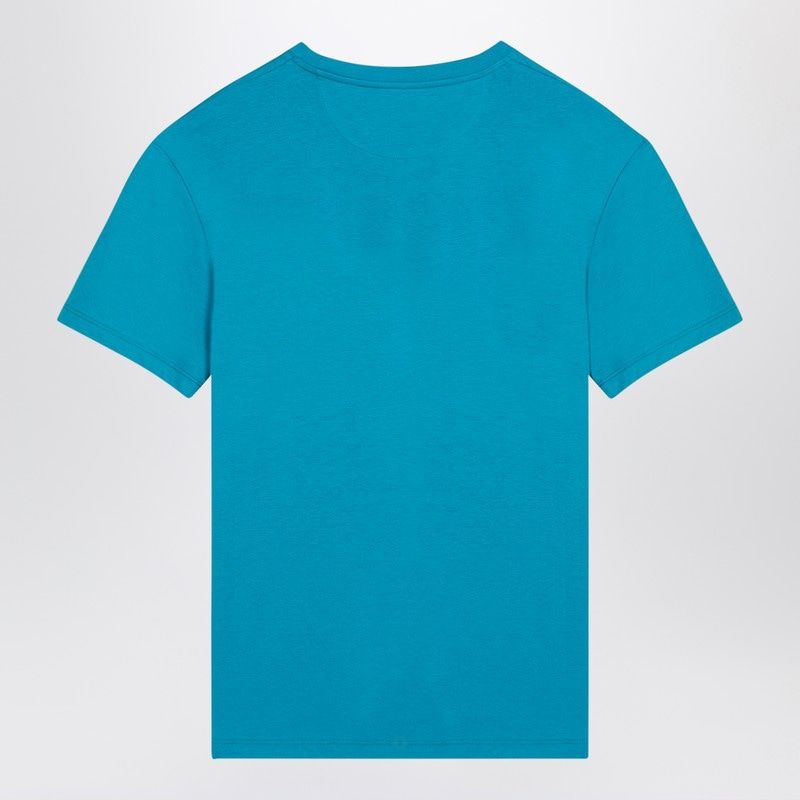 VALENTINO Light Blue Crewneck T-Shirt with Logo Patch - FW24