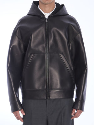 VALENTINO GARAVANI Oversized Leather Hooded Jacket