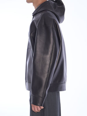 VALENTINO GARAVANI Oversized Leather Hooded Jacket