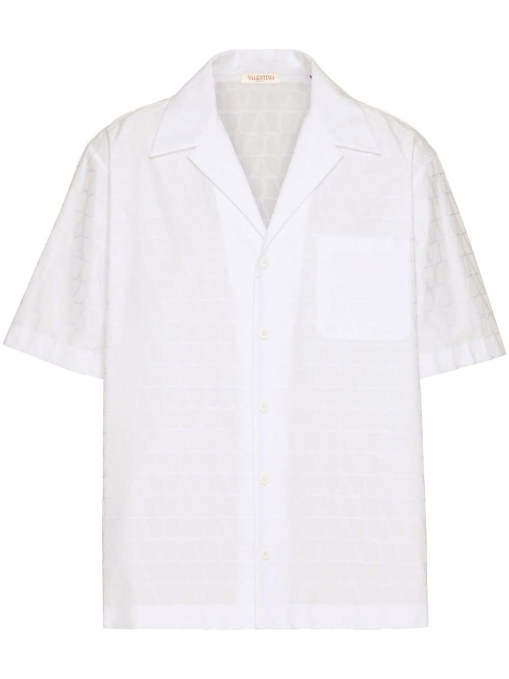 VALENTINO GARAVANI Luxury White Cotton Poplin Jacquard Iconography Shirt for Men
