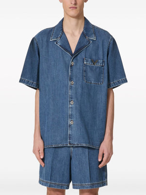 VALENTINO Modern V-Detail Denim Shirt