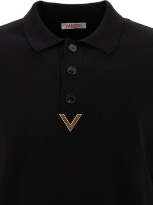 VALENTINO Luxury Wool Polo Shirt - Black