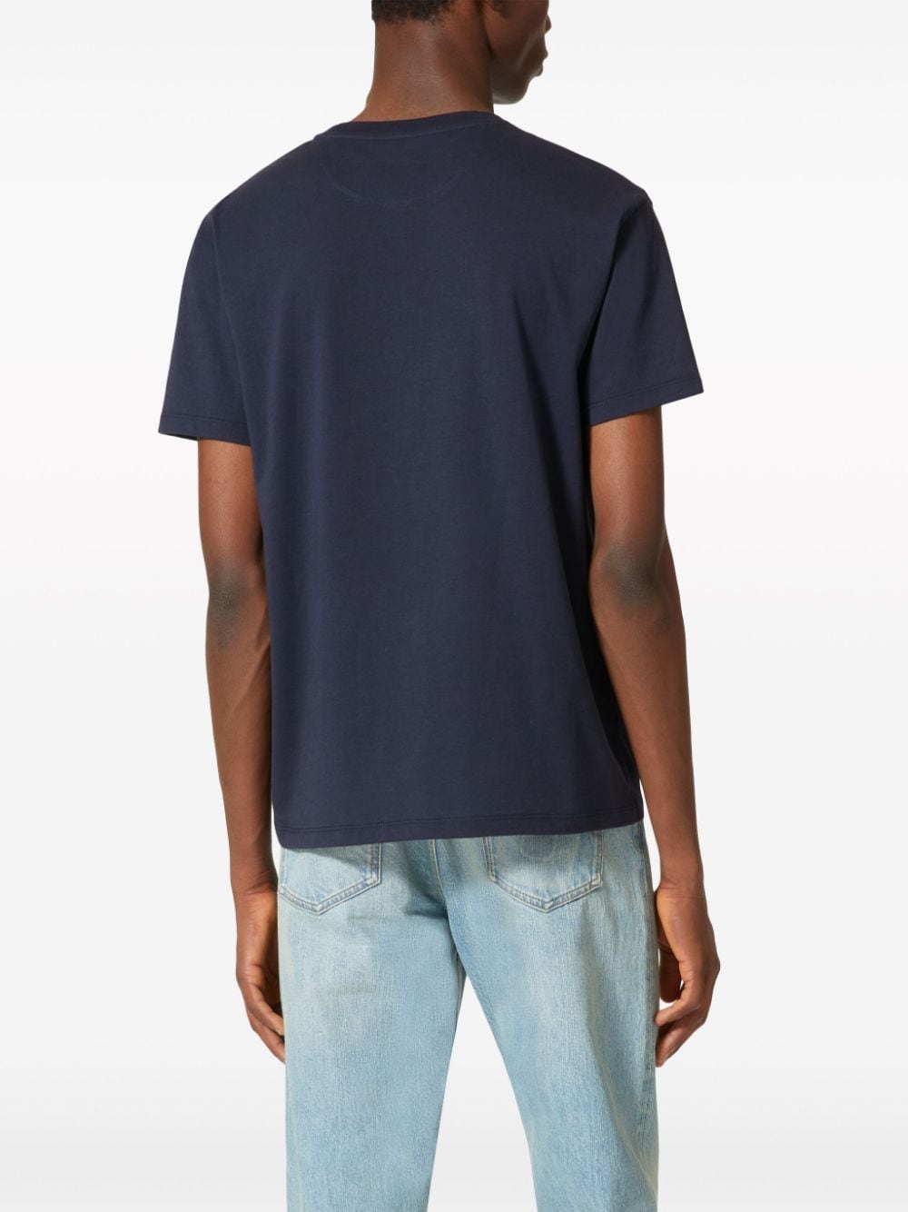 VALENTINO Signature Blue Cotton Crew Neck T-shirt