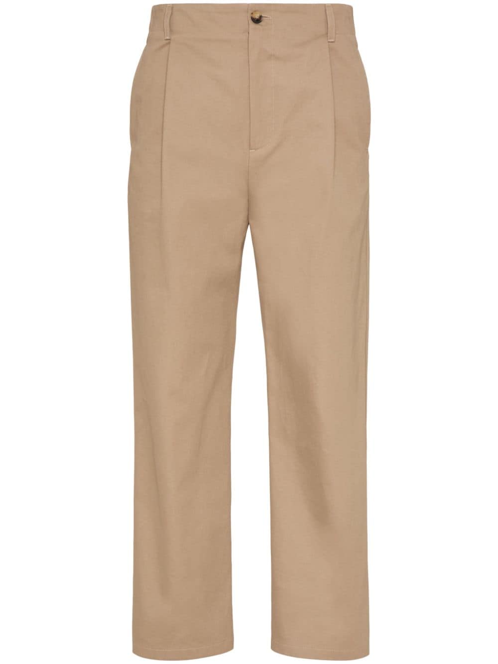 VALENTINO Elegant Almond Beige Cotton Trousers