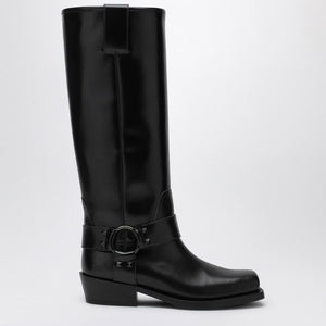 VALENTINO GARAVANI Rockstud High Boot in Black Leather