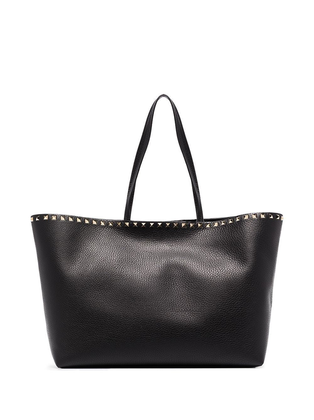 VALENTINO Chic Black Tote Handbag with Shimmering Silver Accents